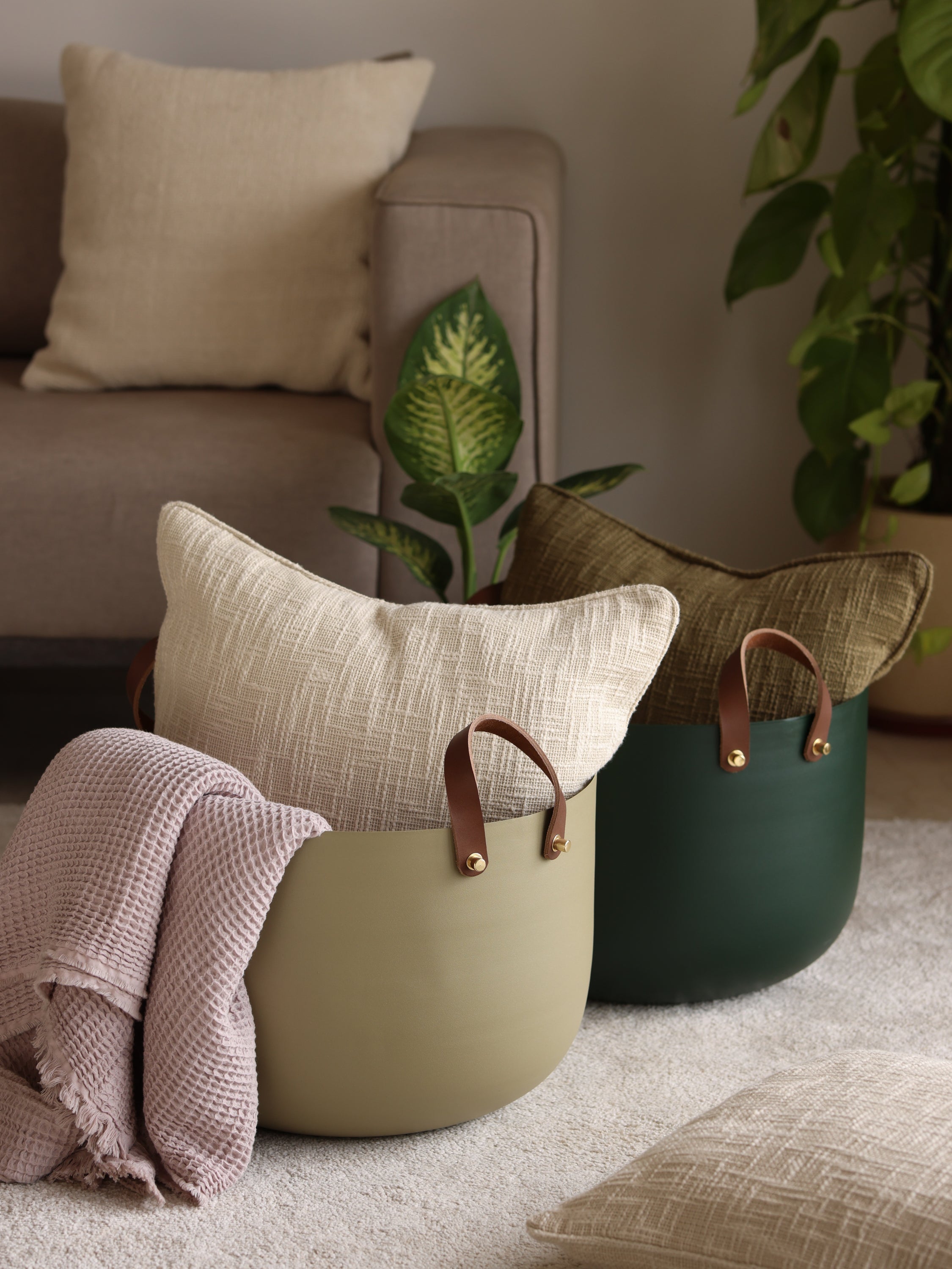 Round Basket - Forest Green, Large - Fleck