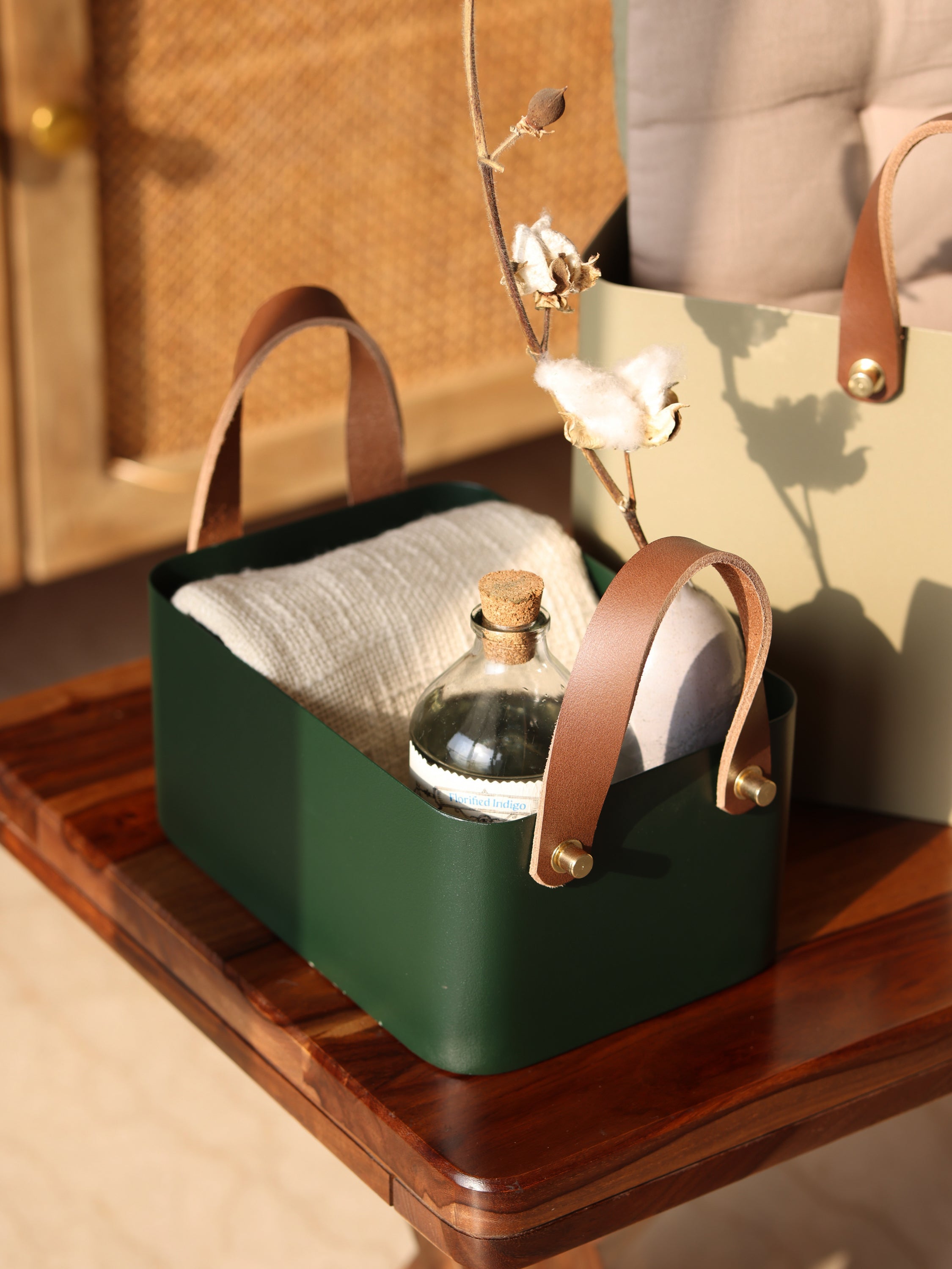 Rectangle Basket - Forest Green, Small - Fleck