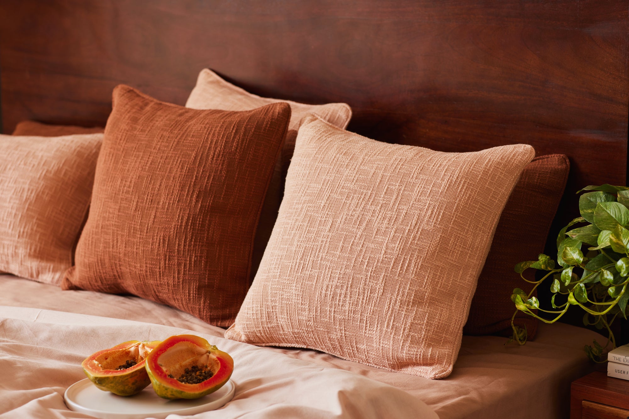 Cotton cushion cover with piping