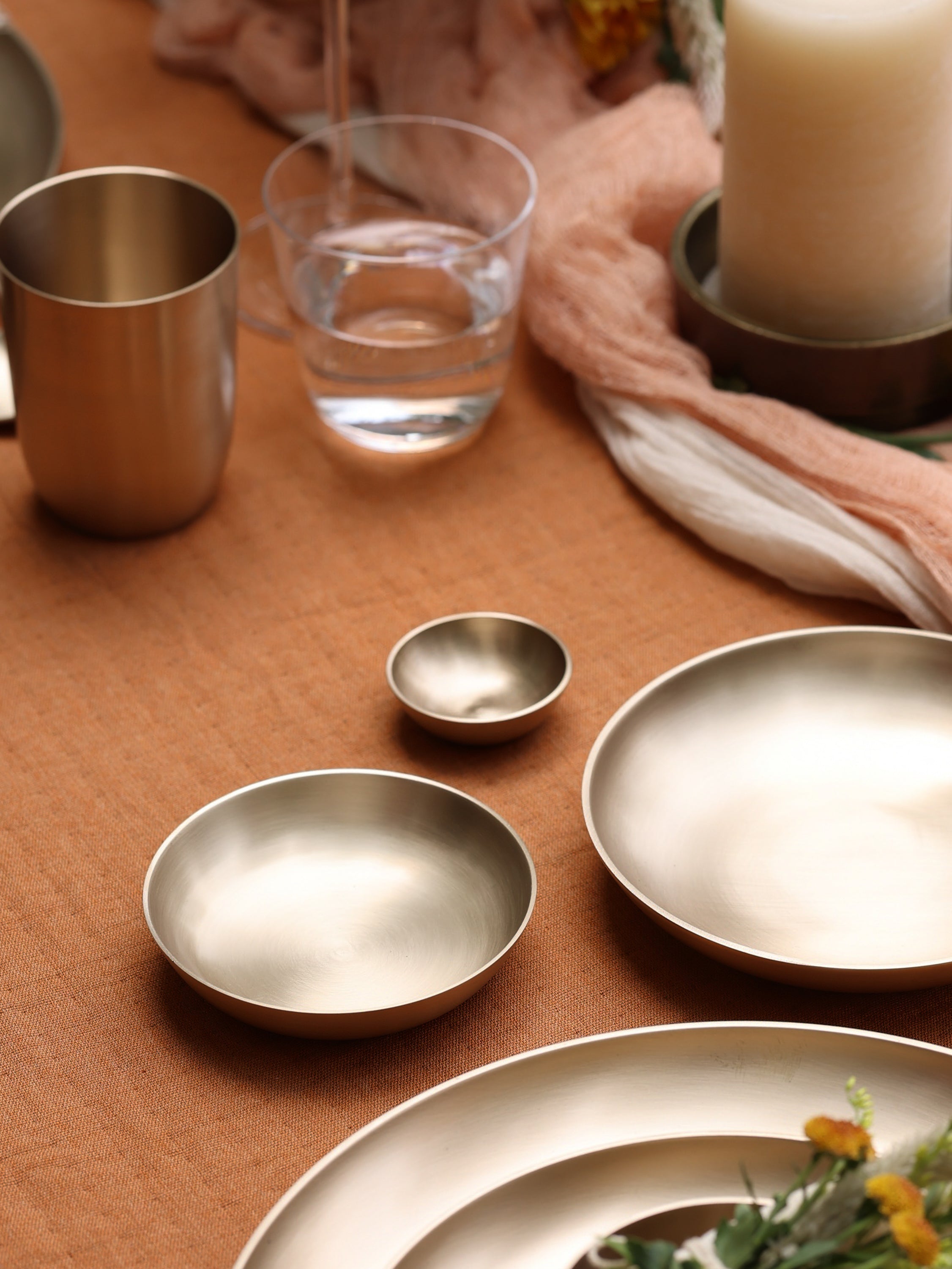 Luxe bronze dip bowl and snack plate