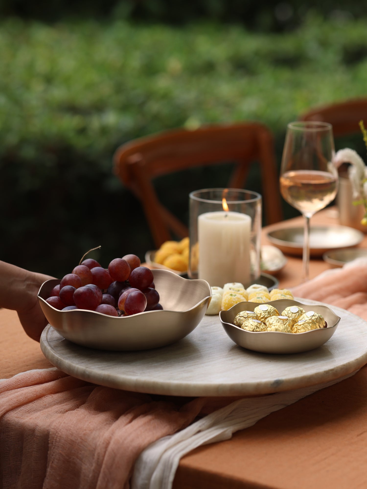 Luxe kansa floral serving bowls