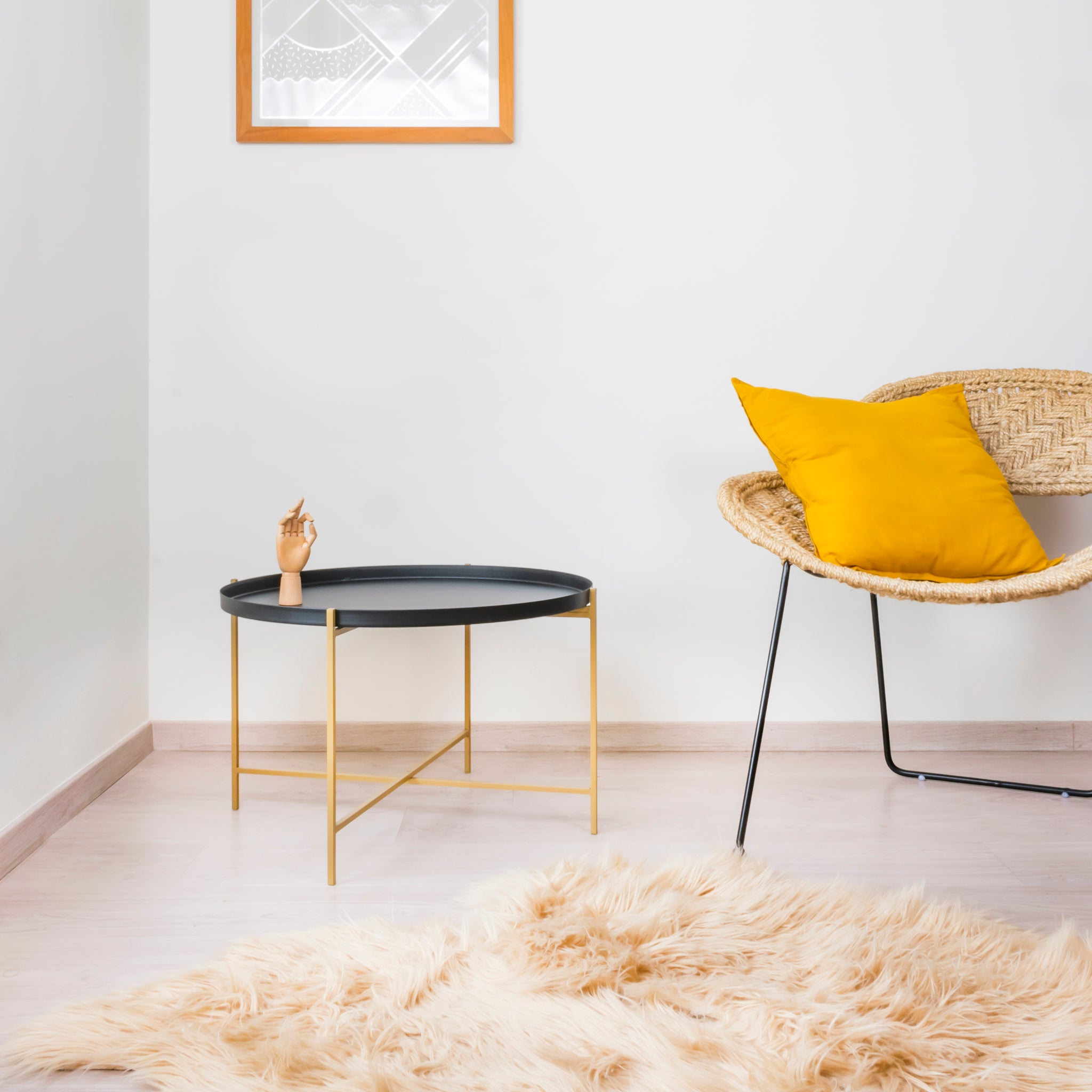 Black & gold coffee table for living room.