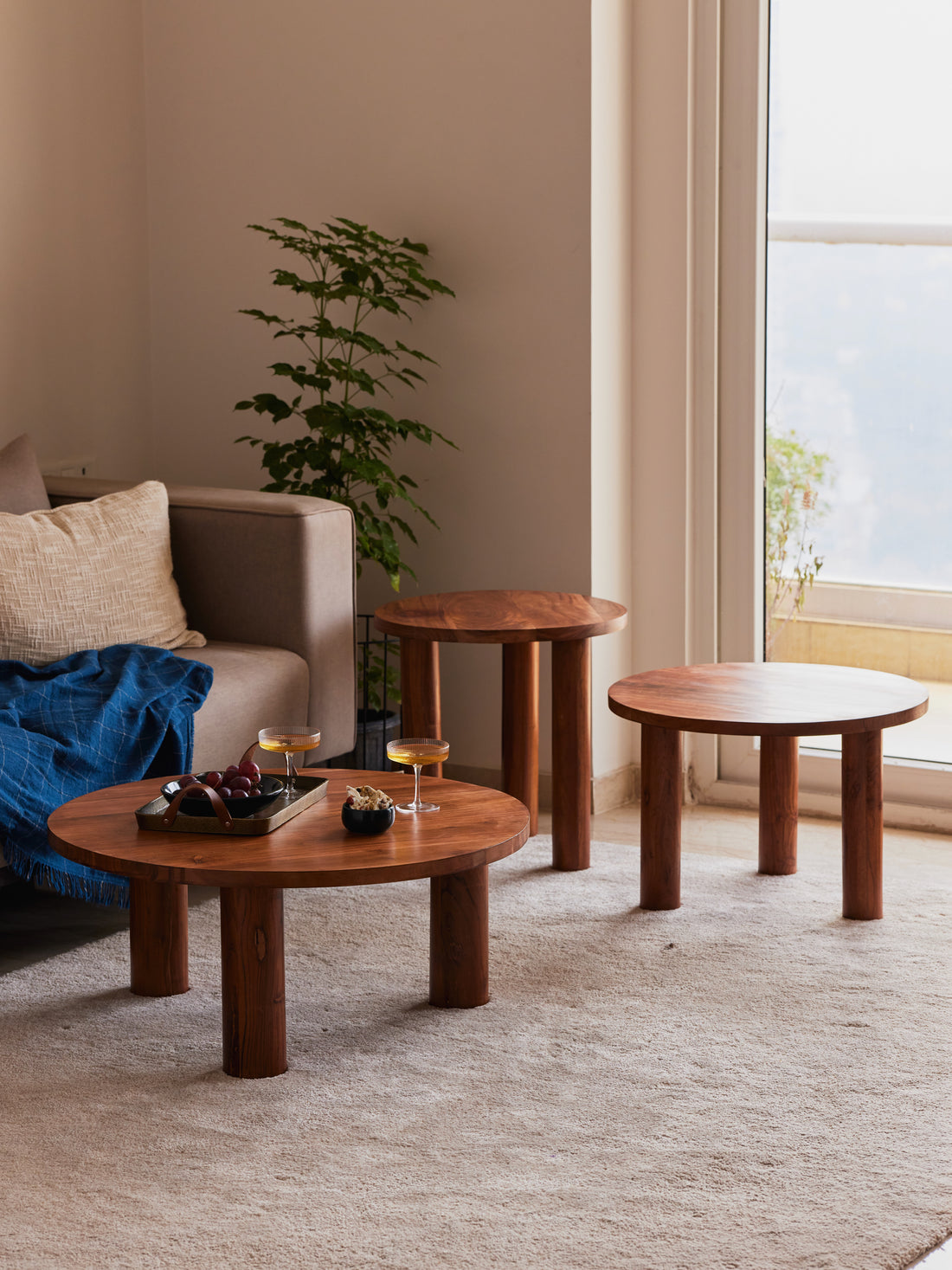 Solid wood living room tables by Fleck