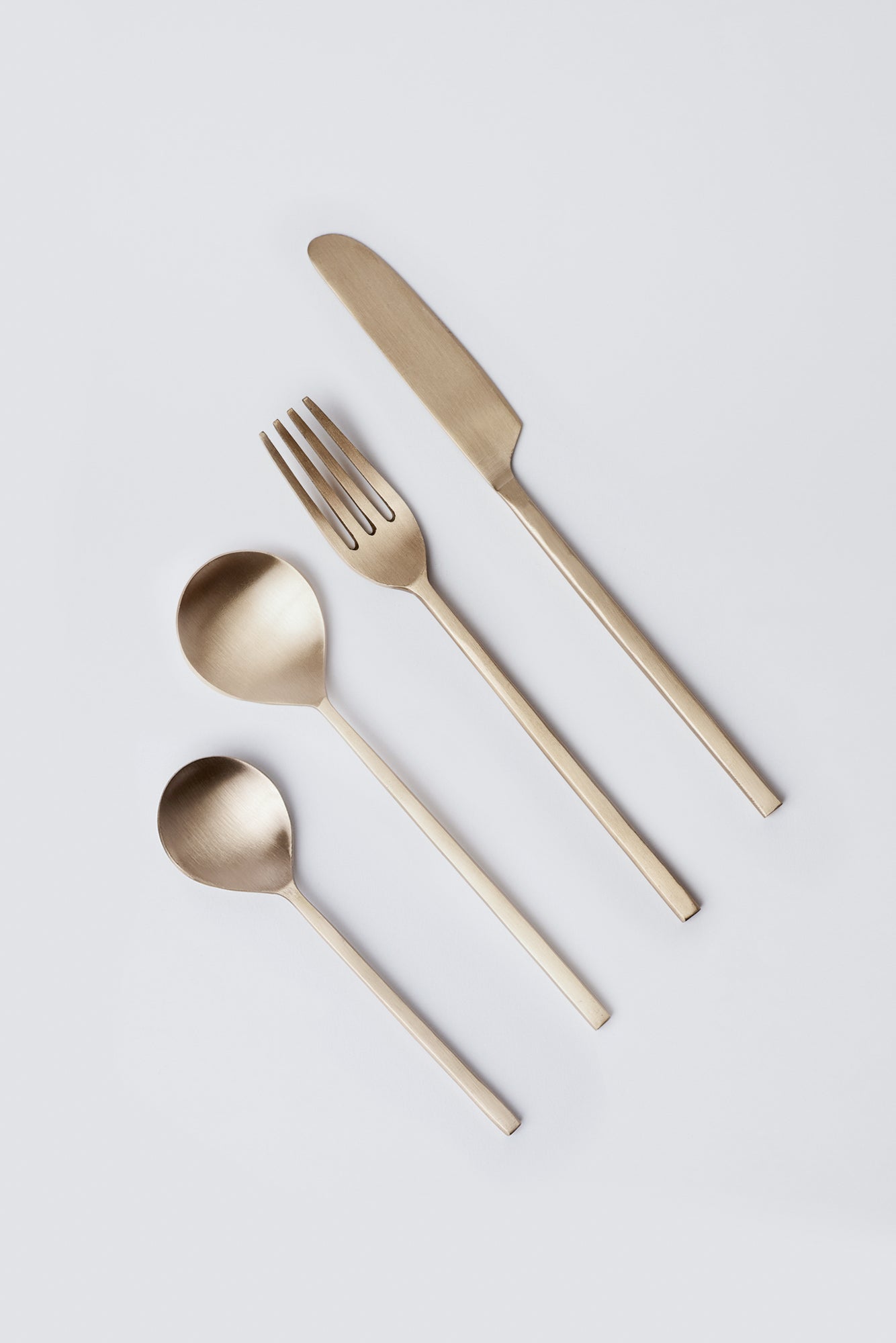Taihi Champagne Gold Brass Cutlery Set, Spoon fork and knife
