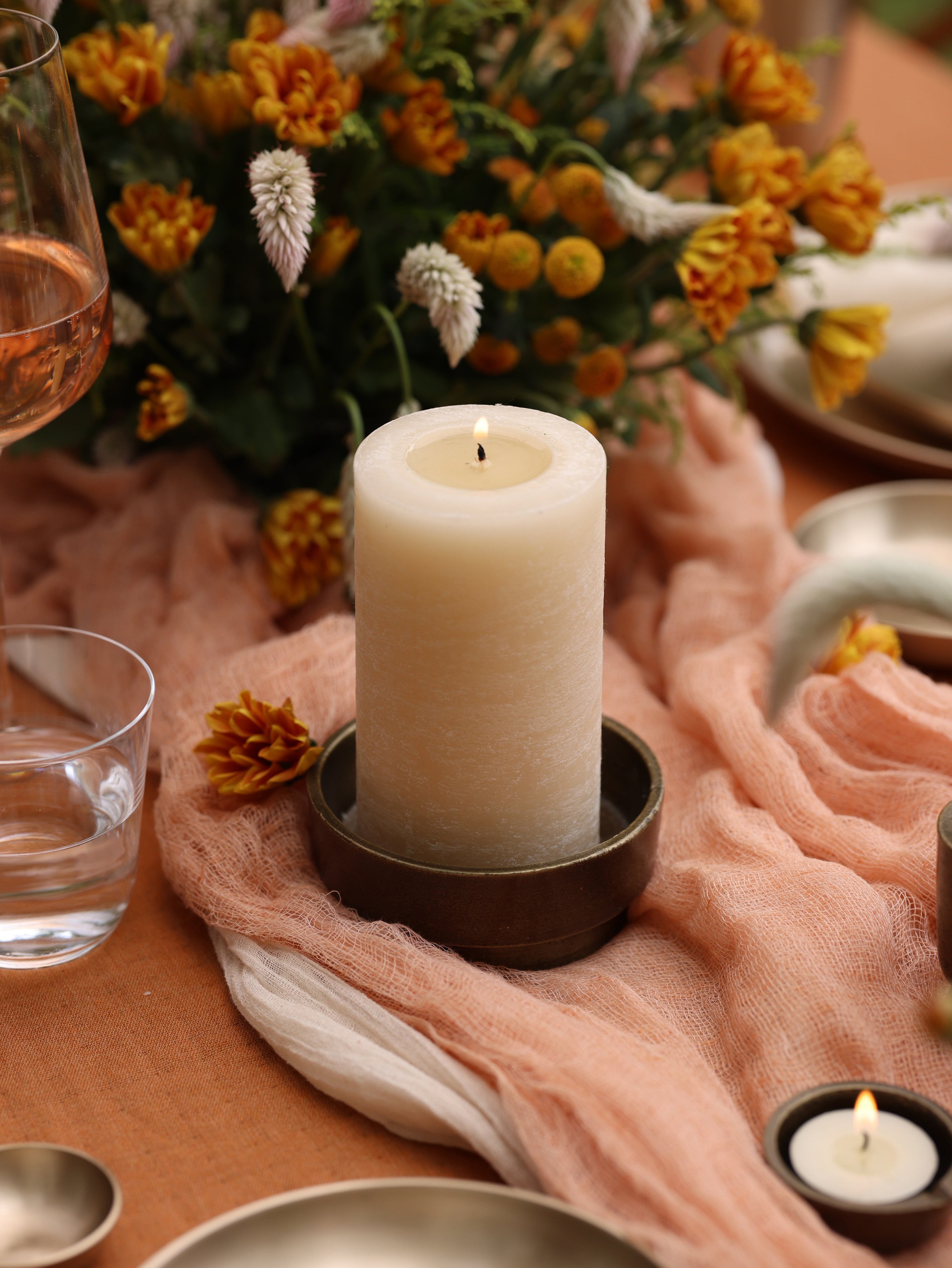Bronze Pillar Candle Holders.
