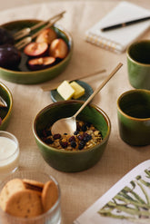 Green bowl for breakfast and cereal.
