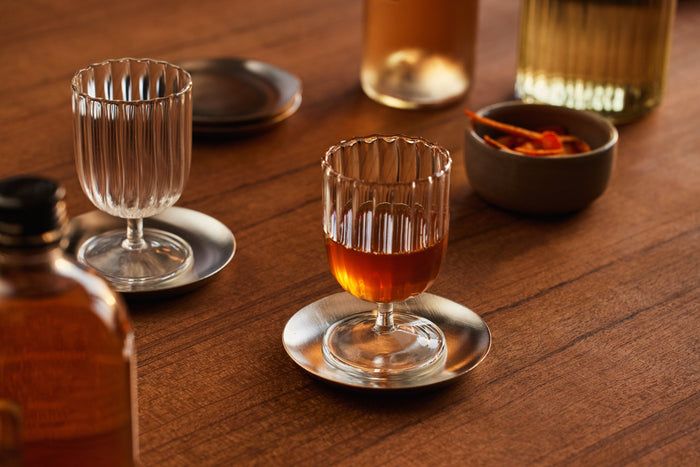 glass stemware on a table