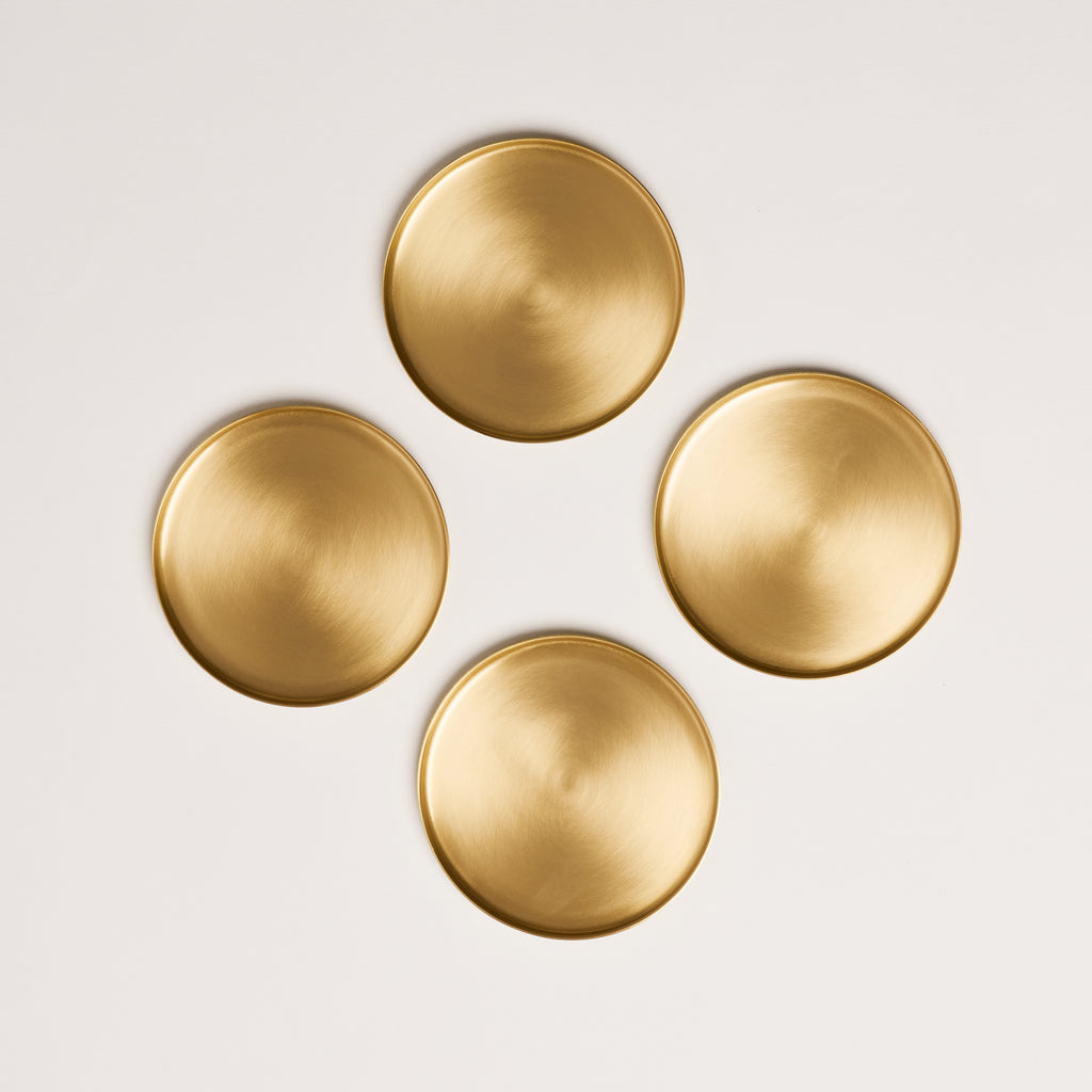 Frangipani Gift Set, Stackable Blush Tumblers & Brass Coasters