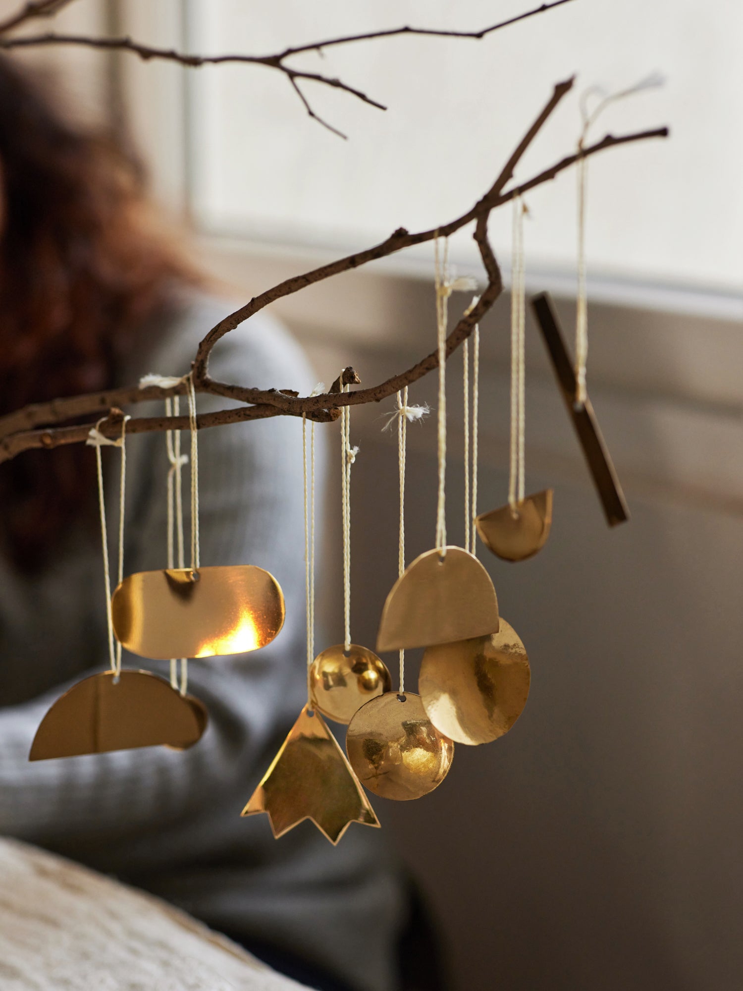 Abstract Brass Christmas Ornament Set