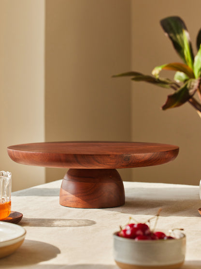 Wooden brown cake stand.