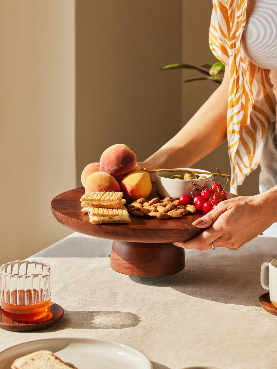 Wooden cake stand.
