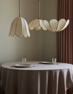 White hanging lamps.