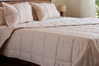 Blush Percale Box Comforter Set On Bed