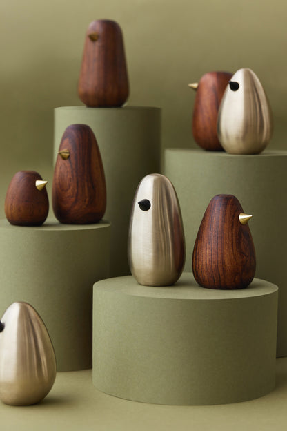 Brass &amp; wood minimal bird figurines