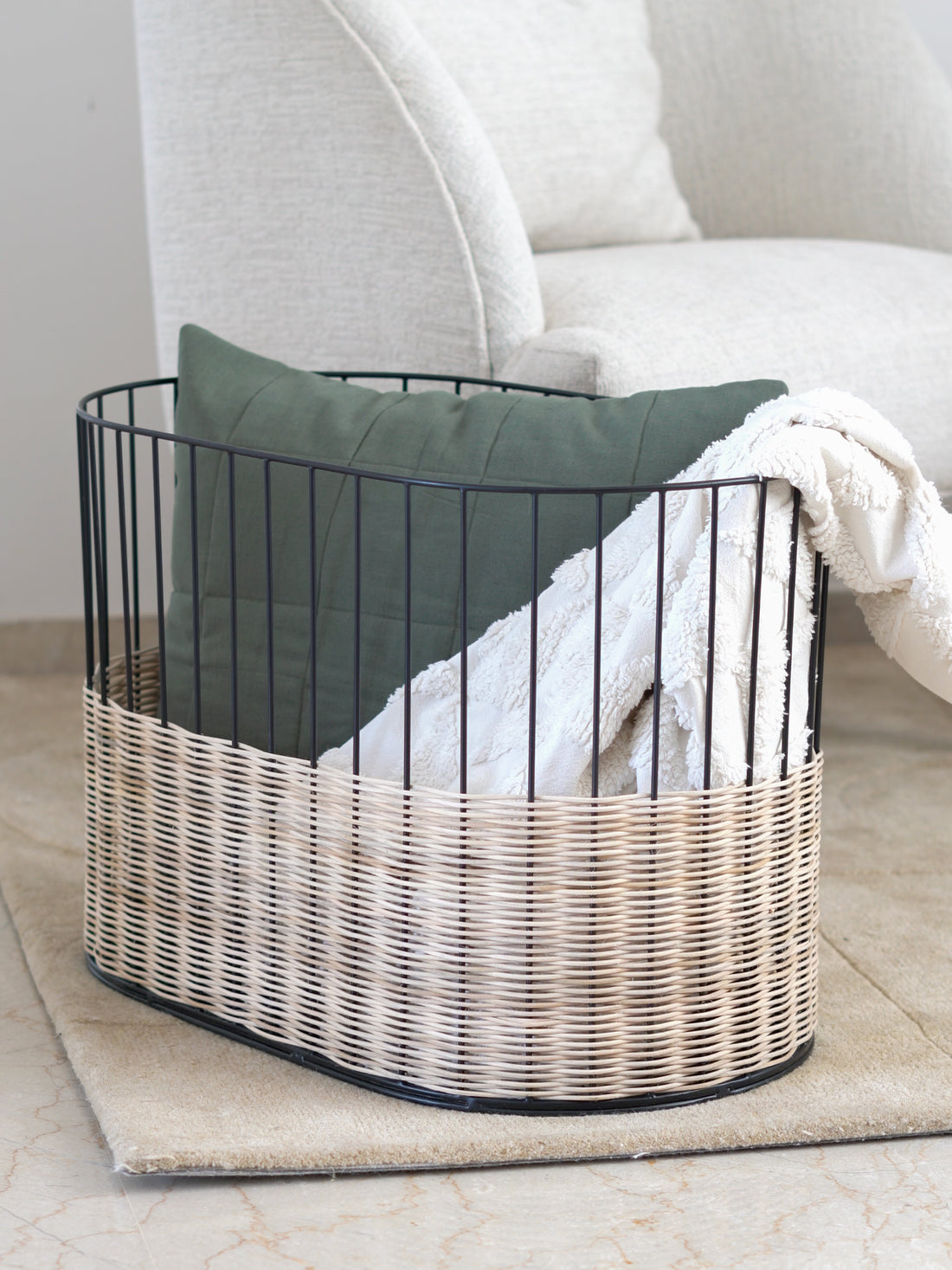 Premium rattan basket for living room