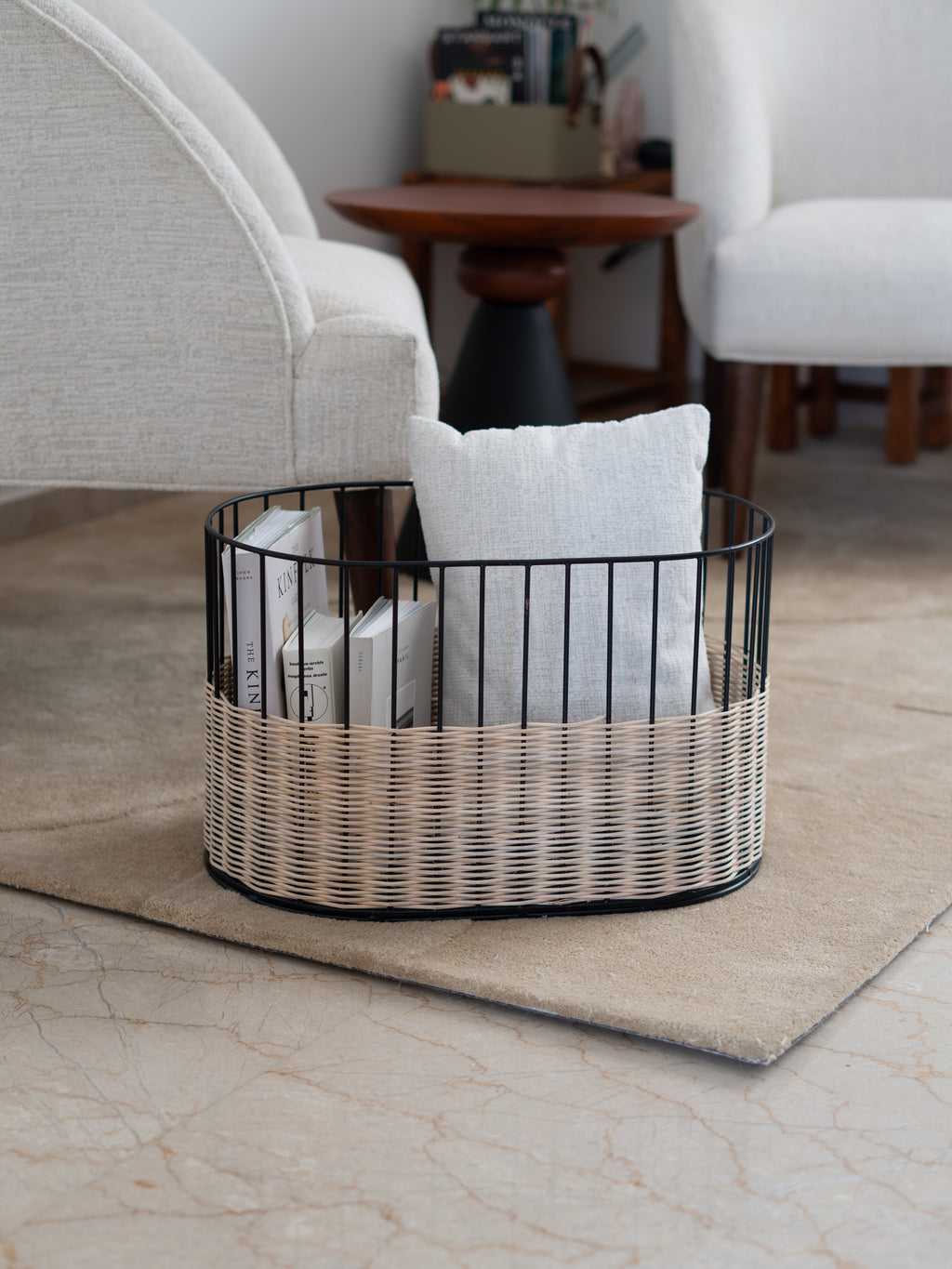 rattan storage basket for living room