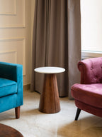 Conifer Side Table, Wood & Marble