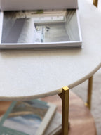 Florence Side Table for living room, Marble & Wood Base - Fleck