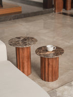 Fluted Tables, Emperador Marble