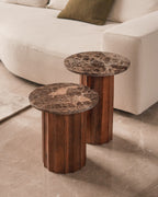 Fluted Tables, Emperador Marble