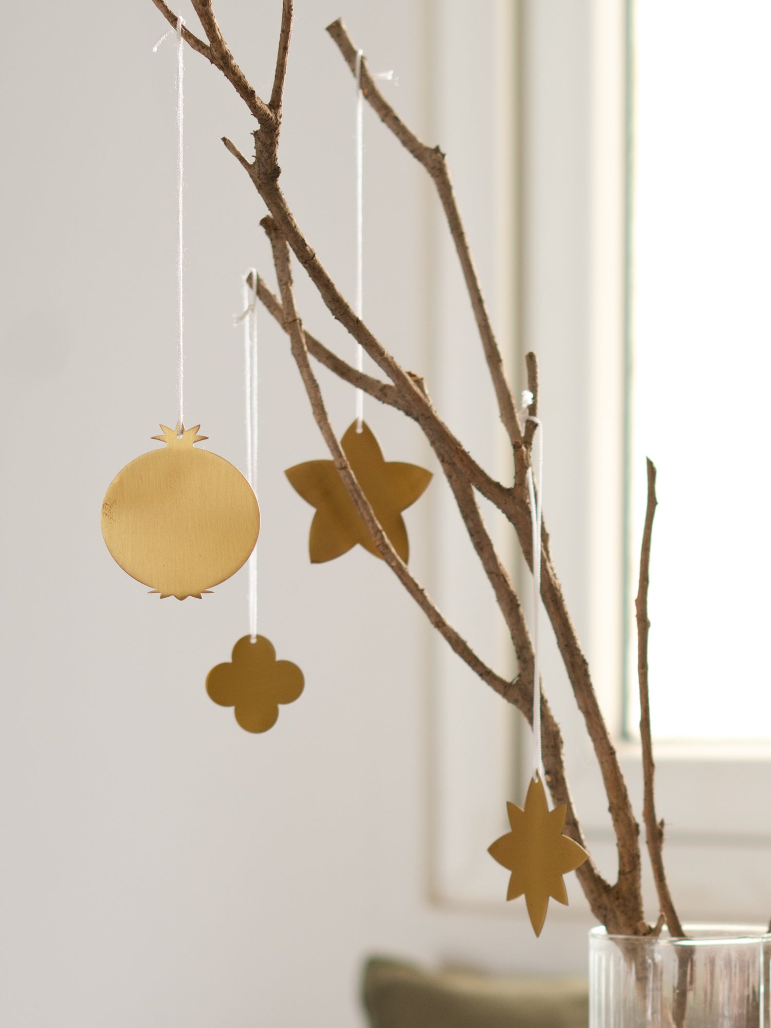 Foliage Brass Ornaments, Set of 7