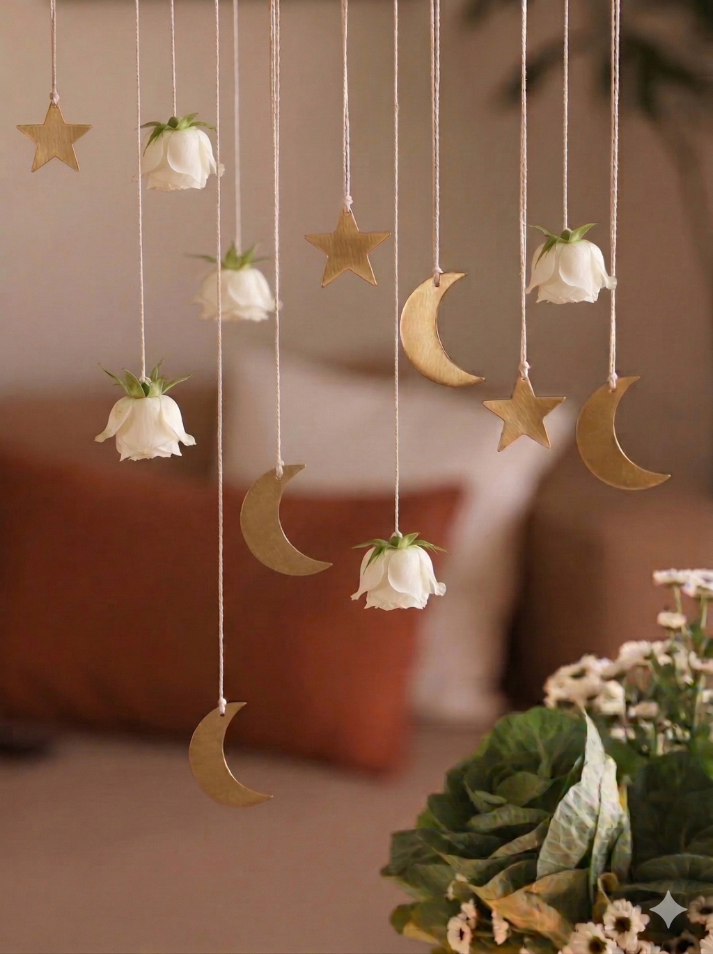 Crescent Moon and Star Ornament, Set of 5
