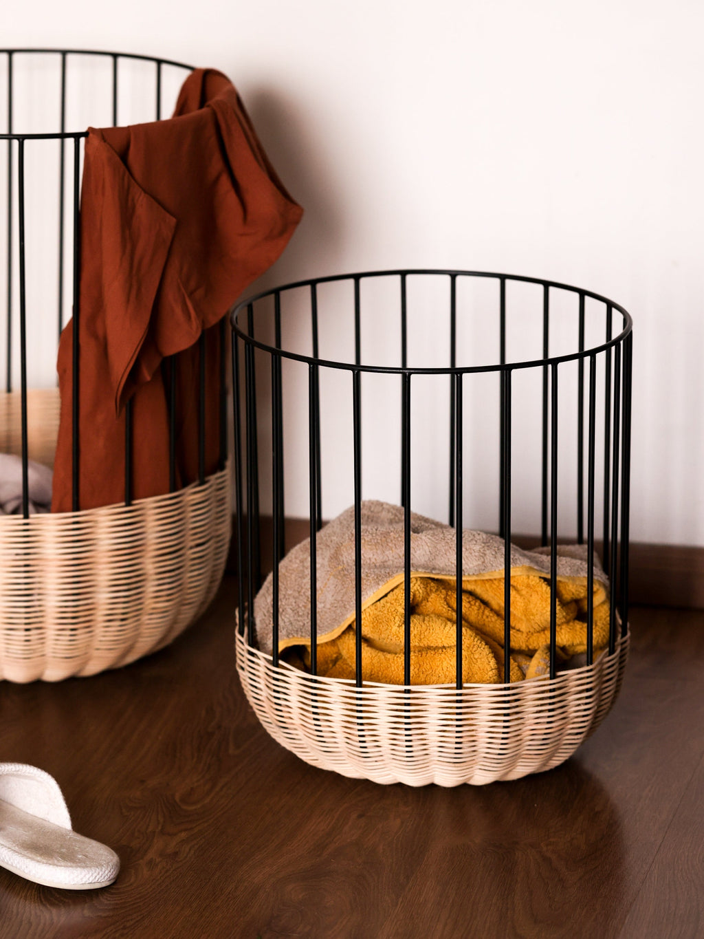 Metal basket for storage.