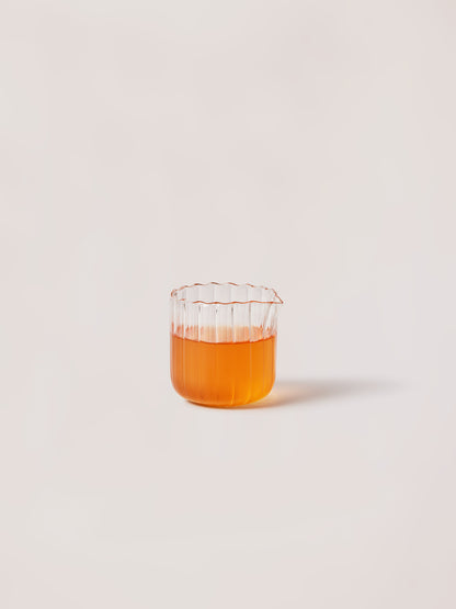 Small glass pourer for syrups