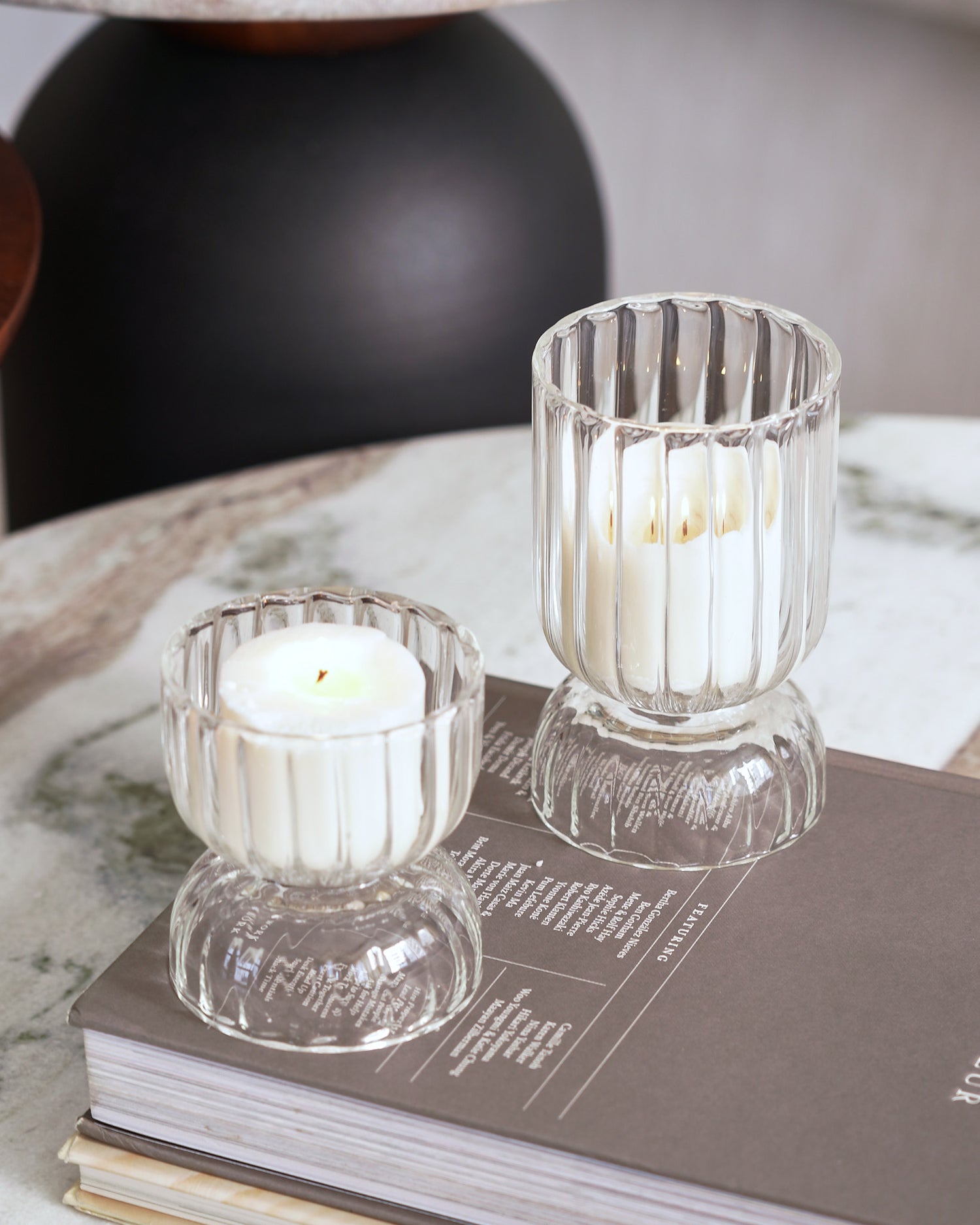 Kira Glass Candle Holder, Set of 2