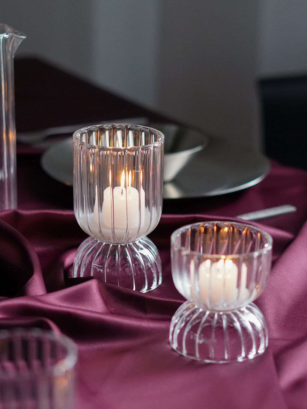 Kira Glass Candle Holder, Set of 2