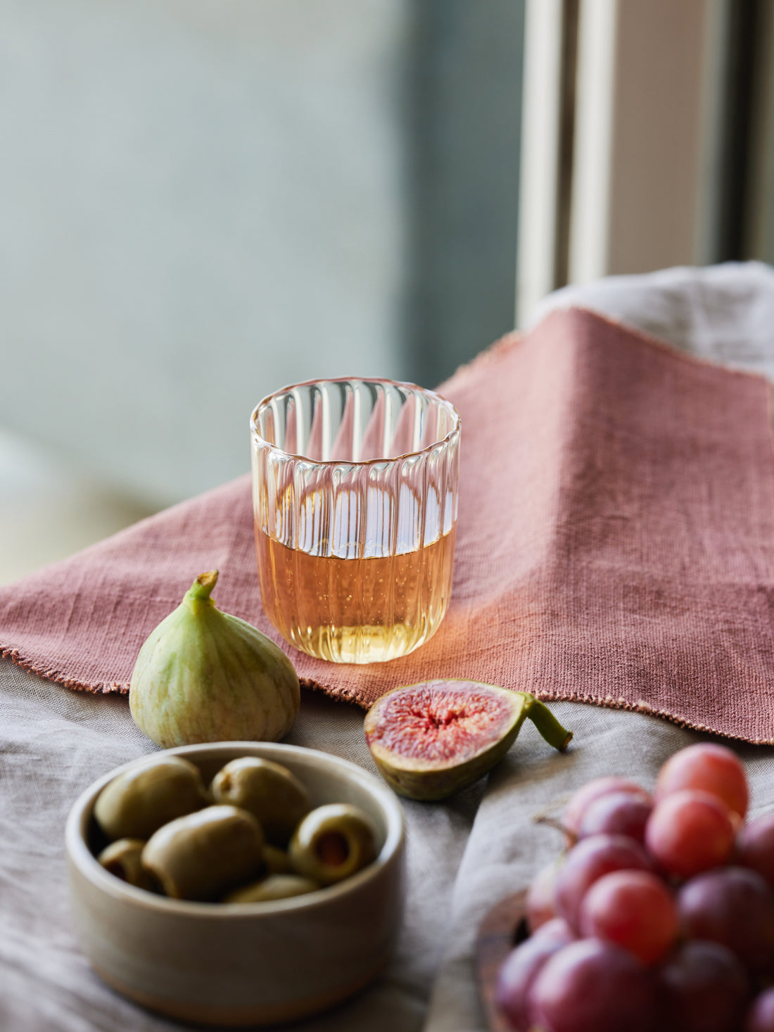 Kira Small Glass Tumbler with figs &amp; olives