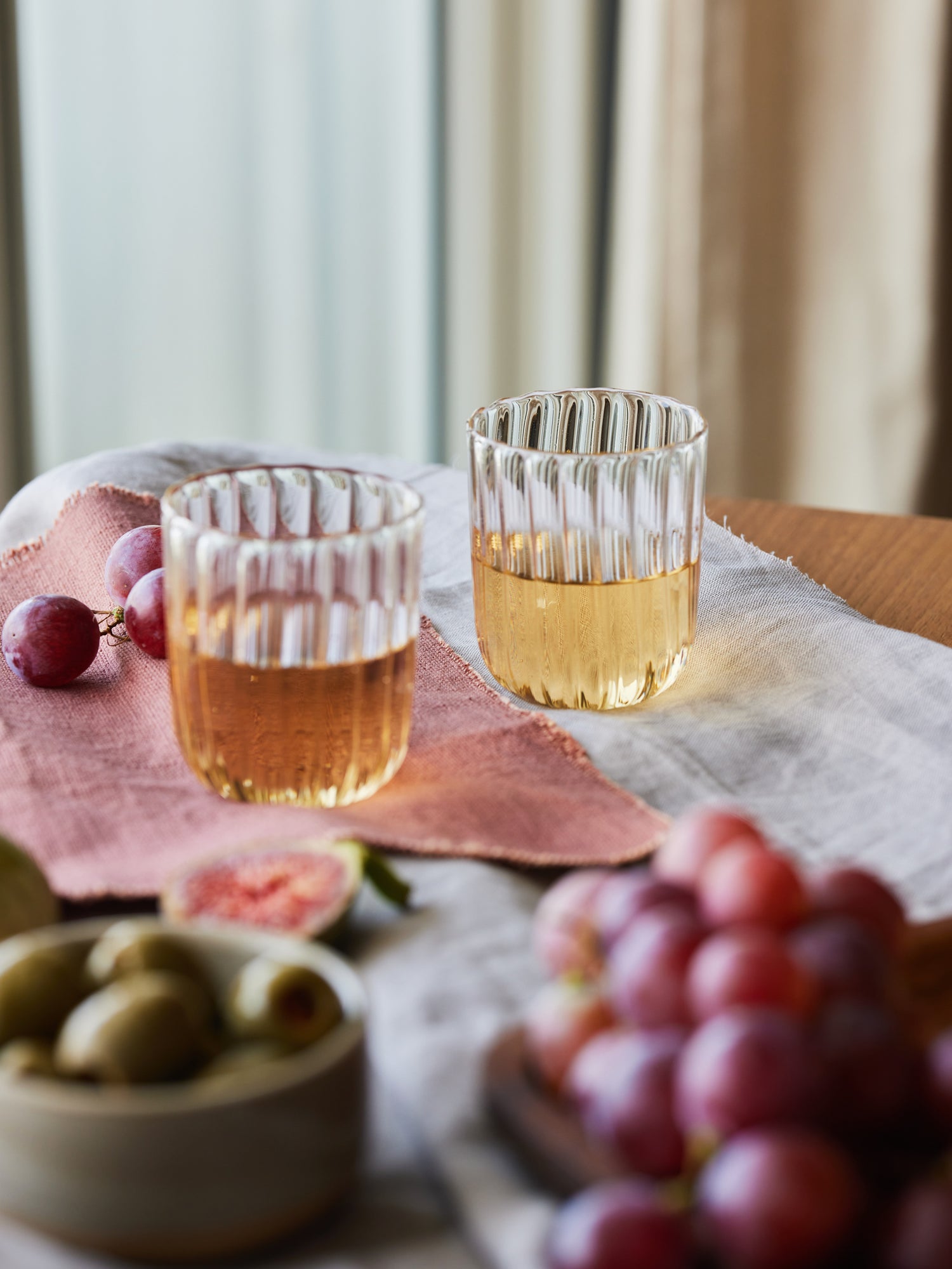 Kira Small Glass Tumblers with wine