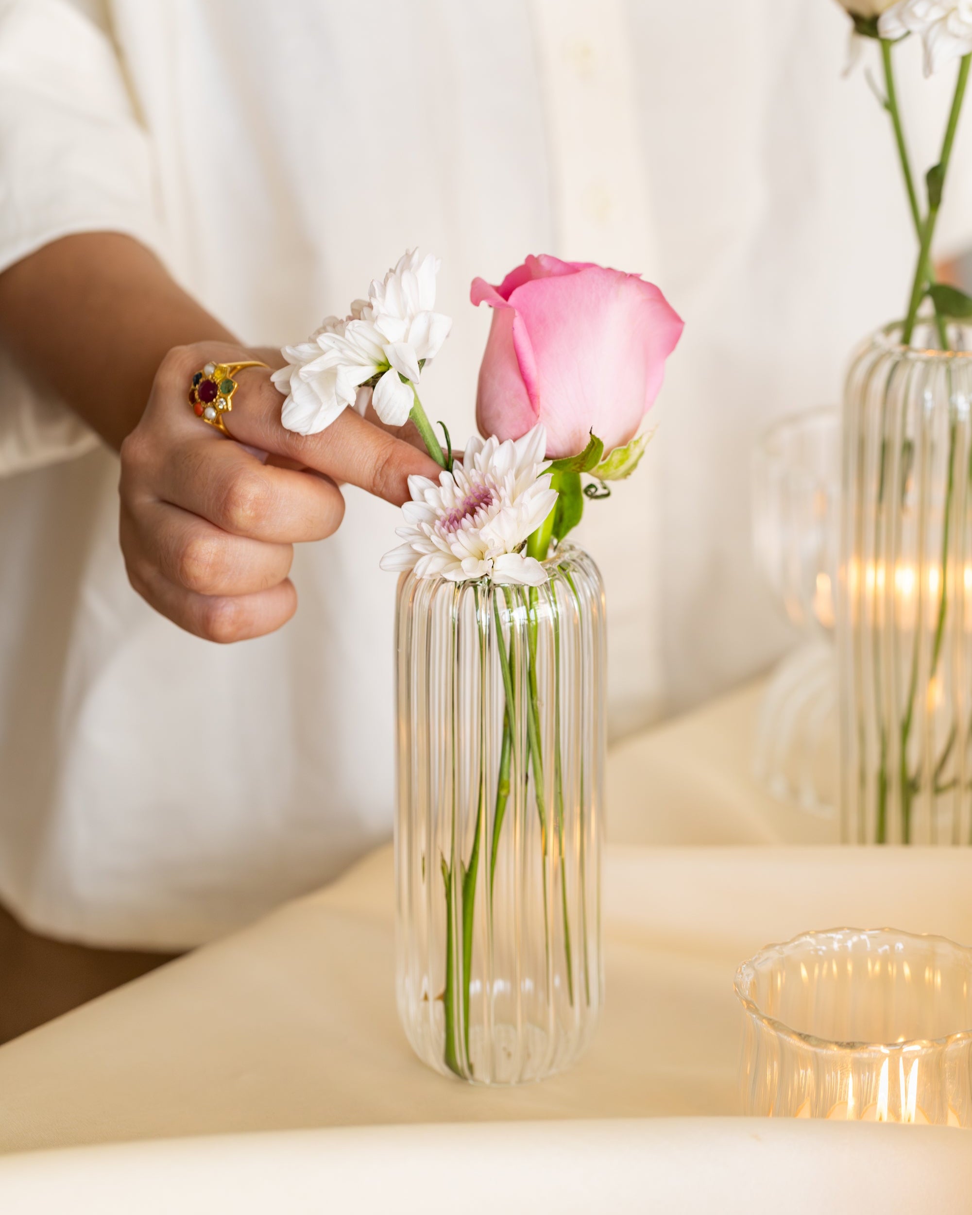 Kira Glass Tall Bud Vase, Small