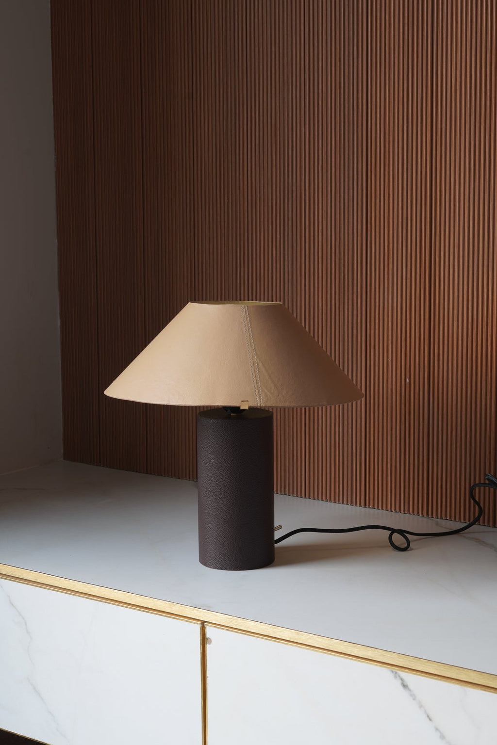 Clad Leather Lamp, Dune