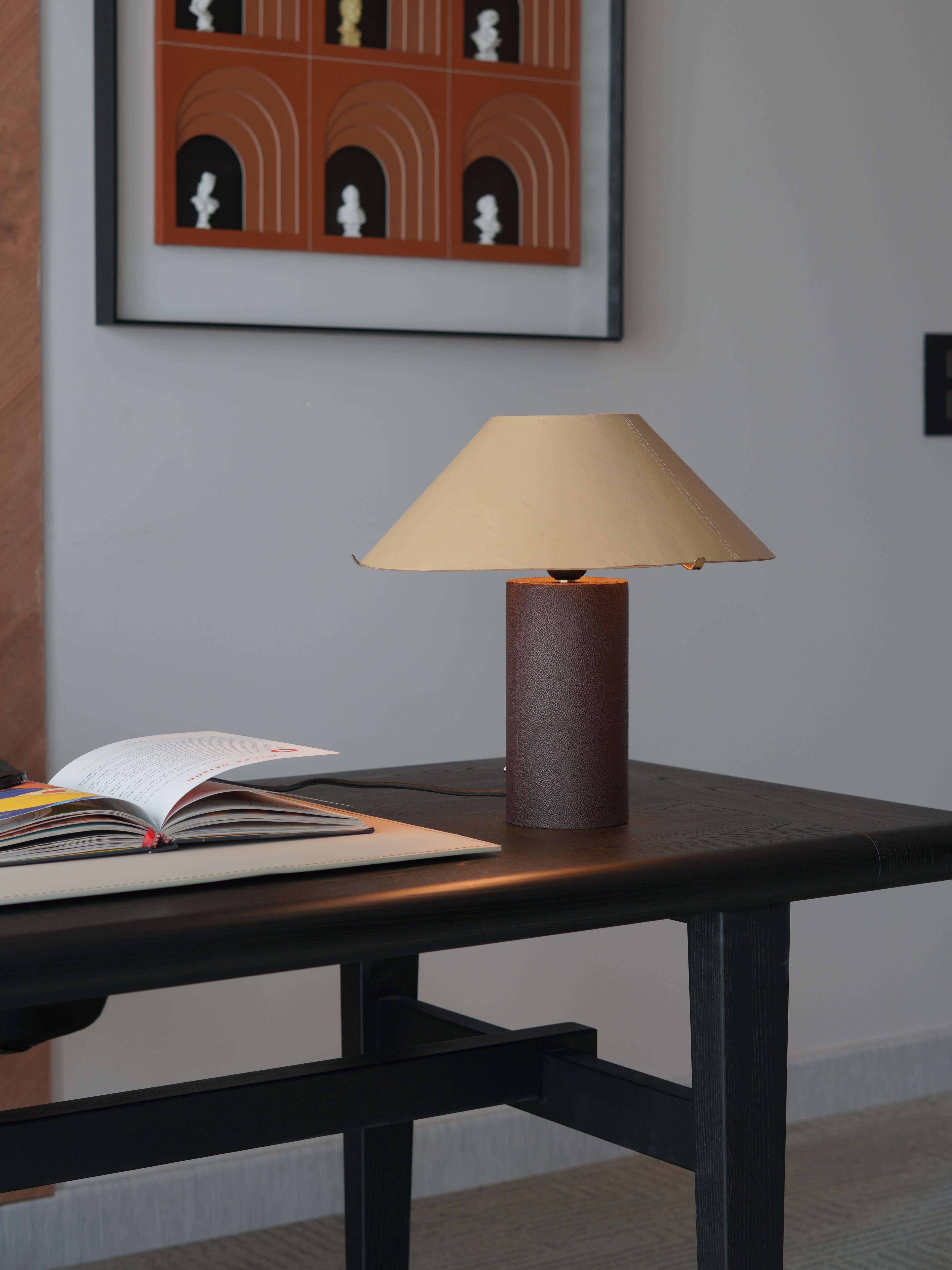 Clad Leather Lamp, Dune