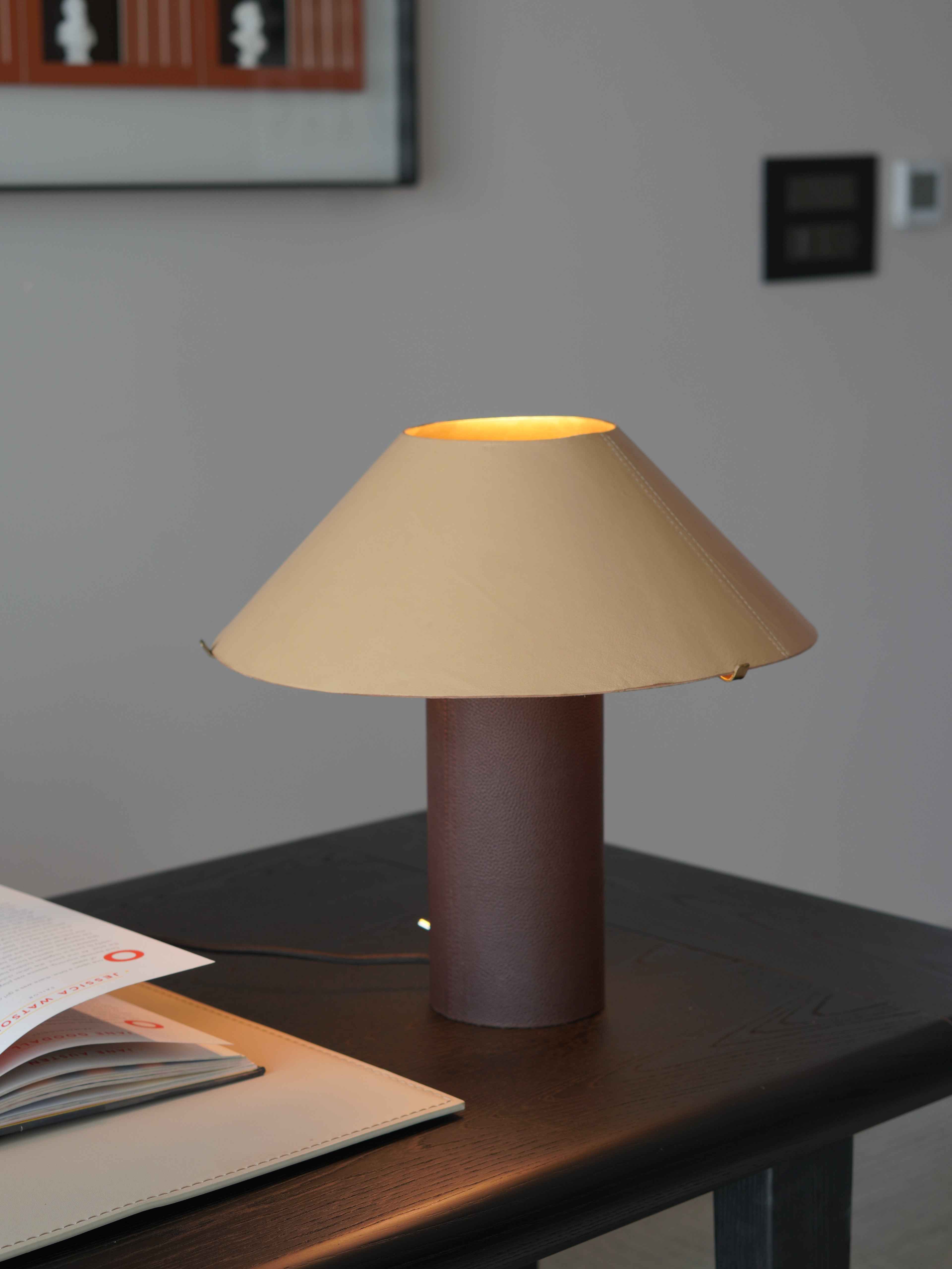 Clad Leather Lamp, Dune