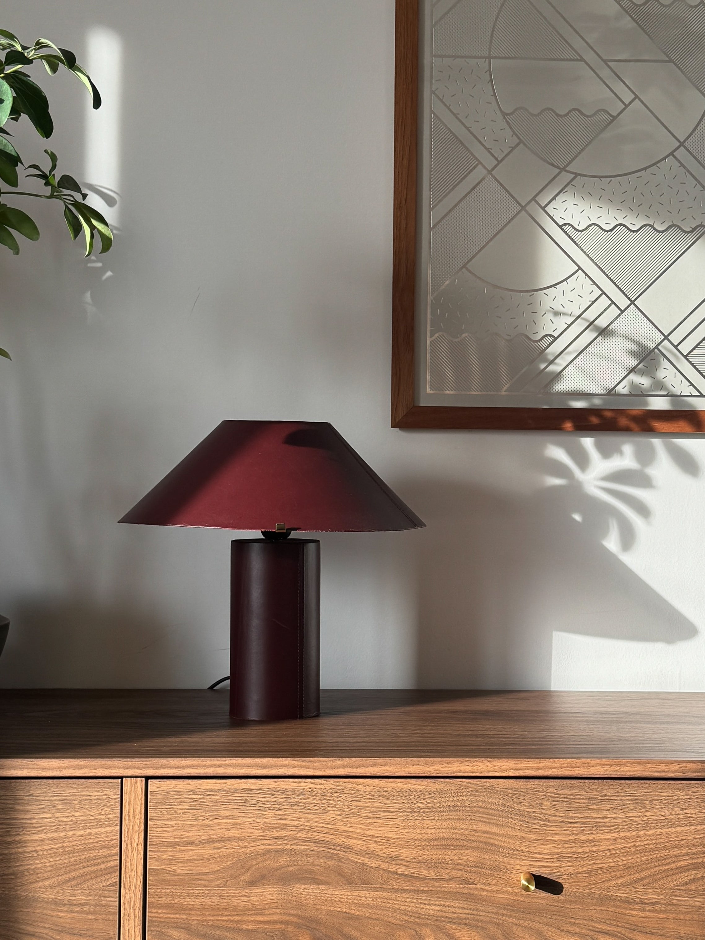 Clad Leather Lamp, Claret