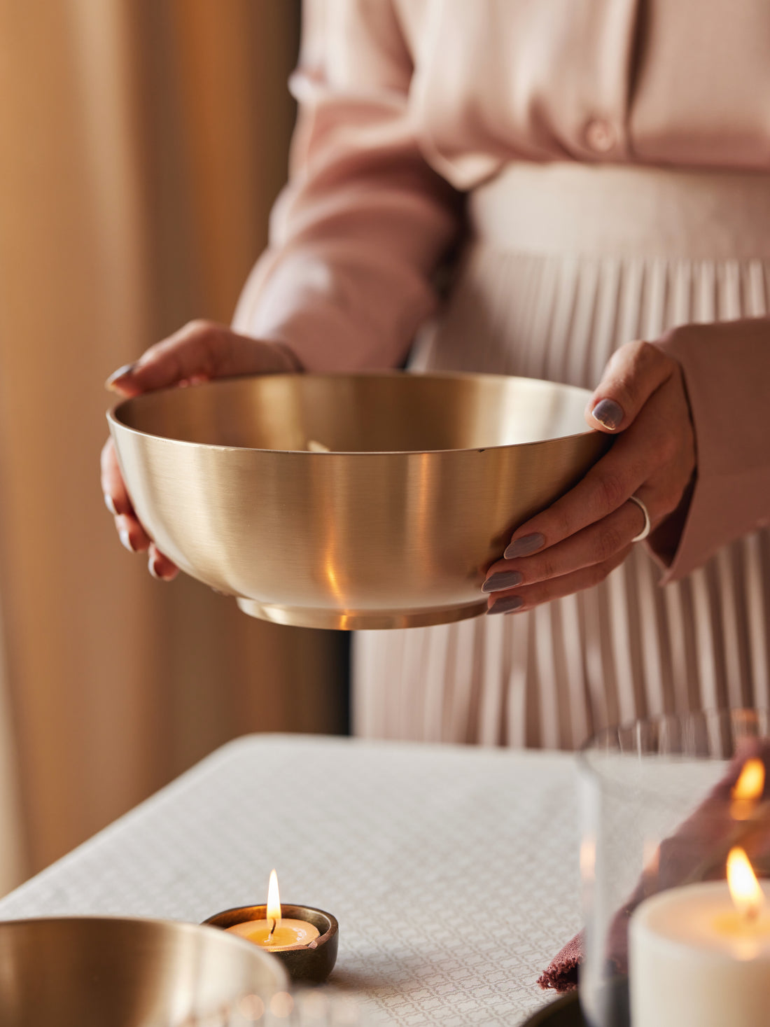 Luxe Kansa Serving Bowl 8inch front view