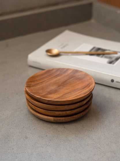 Teak Wood Coasters, Set of 4