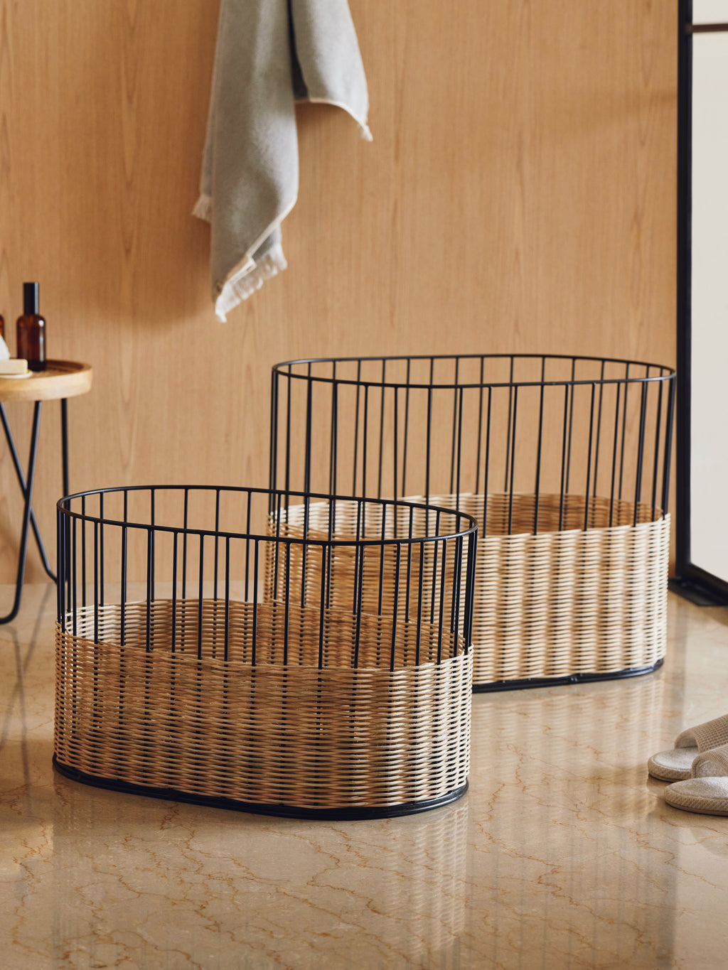 rattan laundry basket for bath room