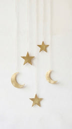 Crescent Moon and Star Ornament, Set of 5