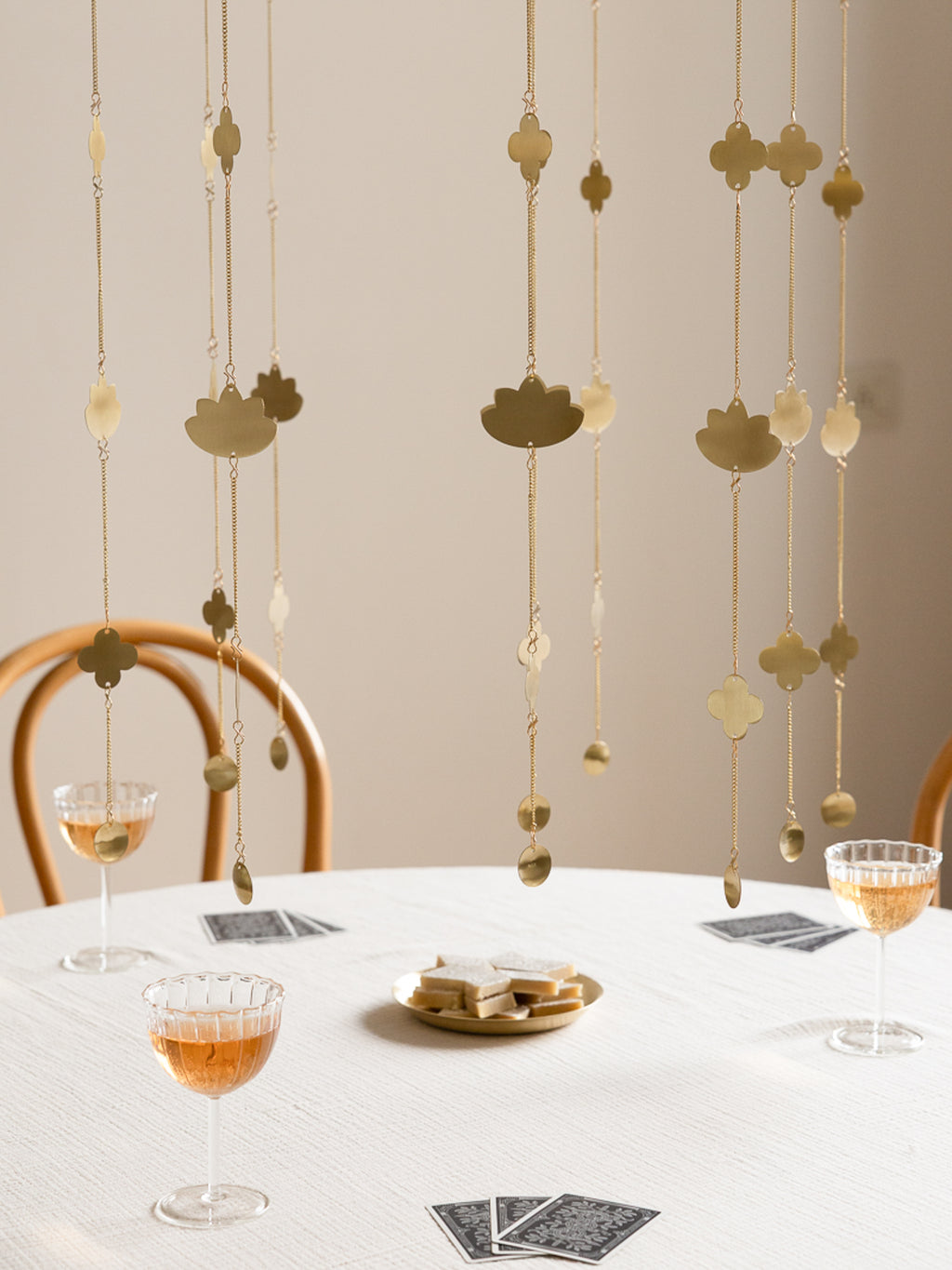 Lotus Brass Hanging Ornaments Set