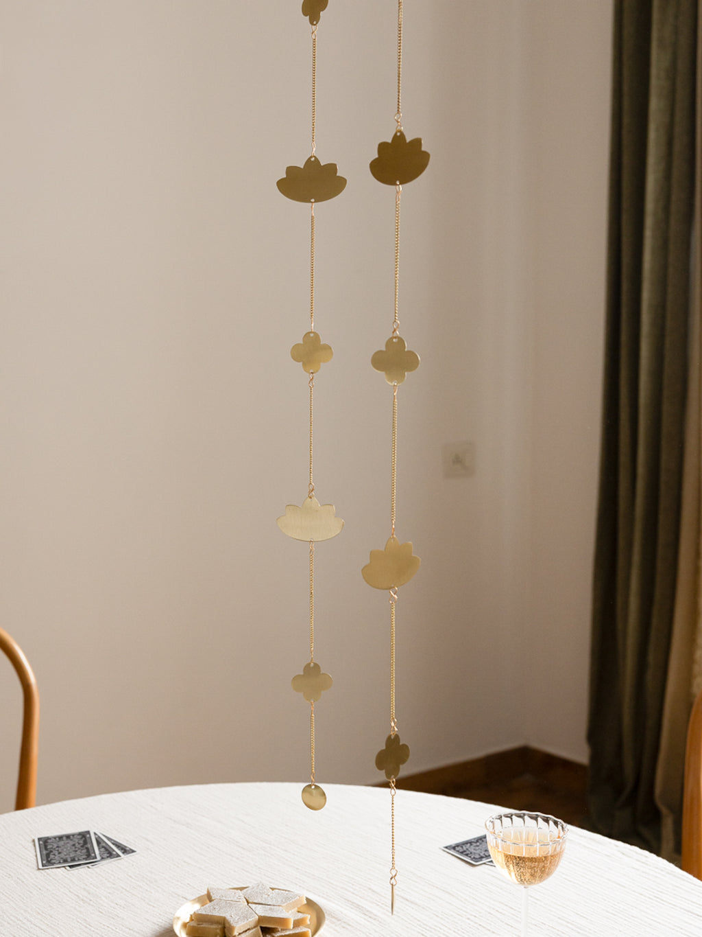 Lotus Brass Hanging Ornaments Set