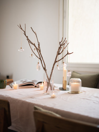 Glass and brass ornaments.