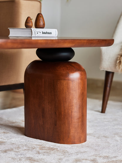 Brown coffee table.