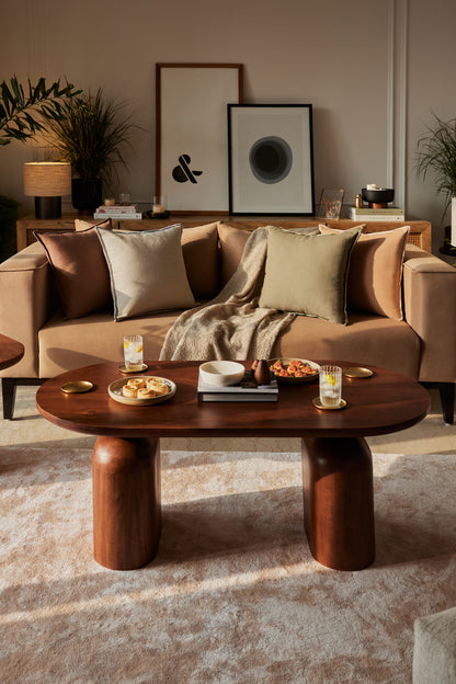 Brown oblong coffee table for living room.