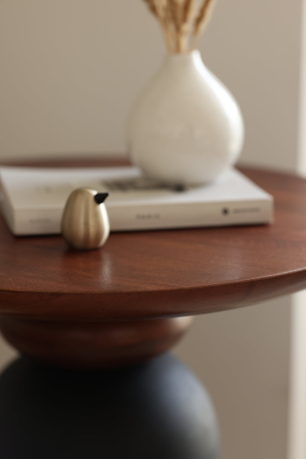 Perisi Side Table with Solid Wood Top for bedroom.