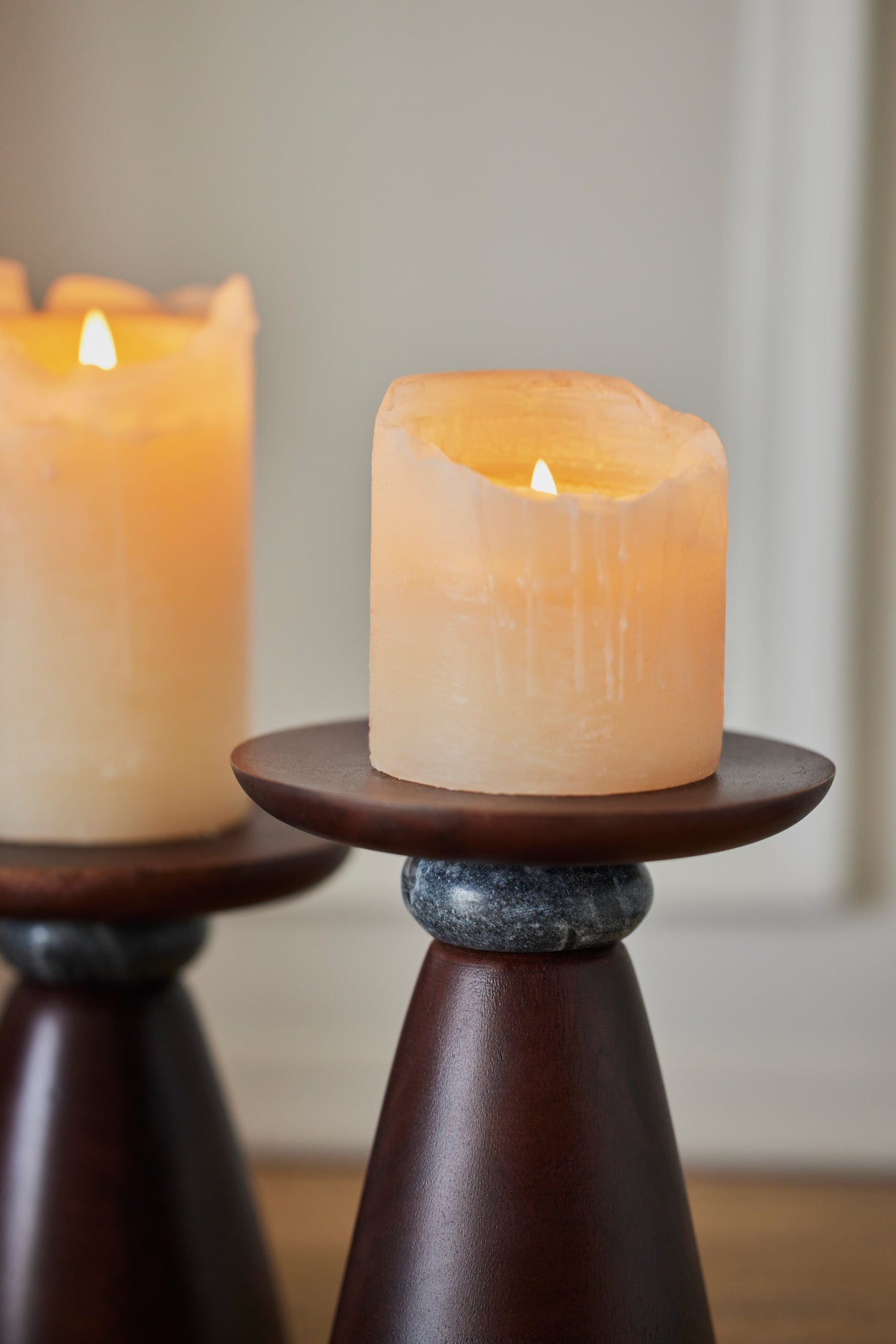 Brown wooden candle holder 