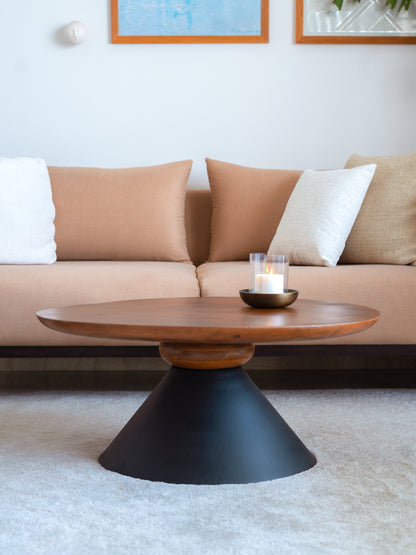 Perisi coffee table with wood top for living rooms
