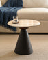 Stylish small accent table with marble top and matte black base, perfect for living room corners.